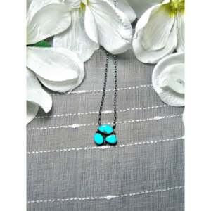 Kingman Turquoise & Sterling Silver Necklace Navajo-<b>Crafted</b> Cultural Collectible Jewelry One-of-a-Kind Piece - Product Image 1