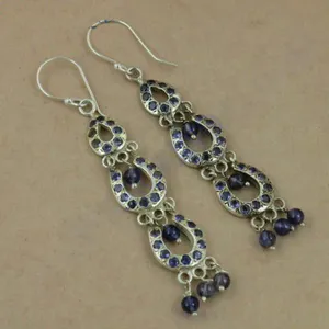 Pendientes Colgantes de Plata 925 con Iolita para Mujer - Product Image 1