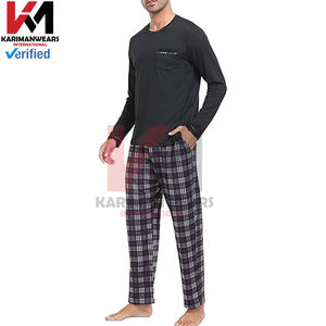 Conjunto de Pijama a Cuadros para Hombre, Ropa de Dormir de Manga Larga, Camisa y Pantalones, Conjunto de 2 Piezas para Hombre, Ligero y Suave - Product Image 2