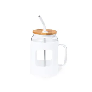 Vaso Personalizzato Jacin in Vetro e Bambù - Gadget Premium per Bevande - Product Image 1