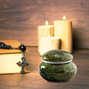 Green Small Ceramics Urn <b>Keepsake</b> Urns for Human <b>Ashes</b> 1.7'' Mini Urns for Human <b>Ashes</b> or <b>Pet</b> Hold 1.2 Cubic Inches of <b>Ashes</b> - Product Image 3