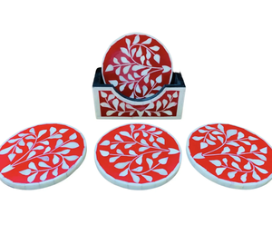 Posavasos con incrustaciones de hueso de diseño moderno de la mejor calidad Logotipo personalizable Posavasos de madera de 4 piezas para té y café Más - Product Image 5