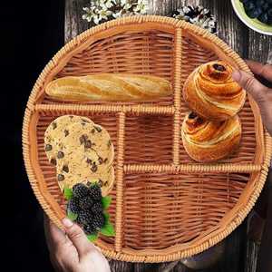 Plateau de service en rotin tressé écologique du Vietnam, à compartiments, pour décoration de fête, cadeau – Vente chaude - Product Image 3