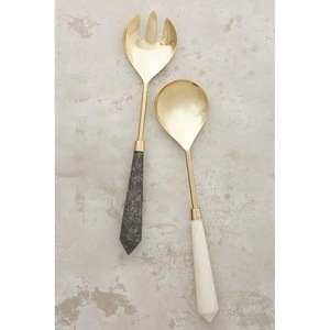 Ensemble de service à salade en acier inoxydable de haute qualité avec poignée en résine de bois décoration de Table outils de service à salade grande cuillère fourchette ensemble - Product Image 6