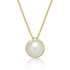 Collier pendentif avec perle d'eau douce et zircone cubique scintillante 9 carats jaune argent sterling 925 plaqué or 14 carats - Product Image 4