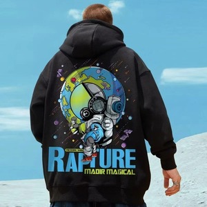 <b>Hoodies</b> Men <b>American</b> Cartoon Astronaut Print Winter Digital Printing Regular Fit Soft Fleece Hooded Sweater - Product Image 4