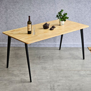 Mesa de Comedor Rectangular de 160x80cm de Madera de Caucho con Patas de Hierro, Requiere Ensamblaje, Material de Placa de Roca, Muebles para Sala de Estar-BA68170 - Product Image 2