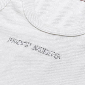 Crop top blanc pour femme, col rond, sans manches, tricoté, style streetwear, coupe classique, écologique, respirant, printemps-été - Product Image 6