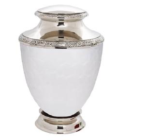 Urne funéraire décorative en métal de finition blanche antique de qualité supérieure Urne commémorative durable avec un design poli au prix de gros - Product Image 6