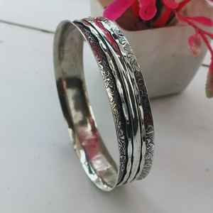 Brazalete de moda Vintage para mujer, chapado en plata 925, textura única de las Bahamas, brazalete apilable Spiner, latón Cristiano - Product Image 5