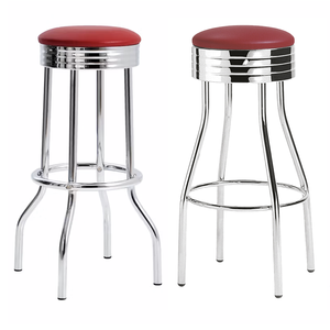 Tabouret <span class=keywords><strong>de</strong></span> <span class=keywords><strong>bar</strong></span> rétro chromé avec siège en PU rouge, style américain des années 1950, <span class=keywords><strong>chaise</strong></span> haute <span class=keywords><strong>de</strong></span> <span class=keywords><strong>bar</strong></span> pour restaurant, café, pub et <span class=keywords><strong>bar</strong></span> à thème - Product Image 1