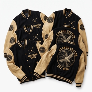 Blouson universitaire en laine vert forêt, marron rouille, avec broderie Celestial Herd Bootes <span class=keywords><strong>Arcturus</strong></span> Bear Driver, vente en gros - Product Image 3