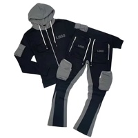 Conjunto Deportivo de Invierno para Hombre, 100% Algodón Ecológico, Personalizado, Color Sólido, con Capucha, Cintura Elástica, Pantalones Deportivos Estampados