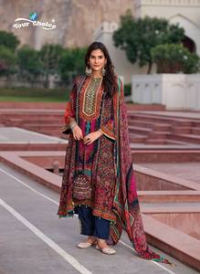 Traje Salwar Kameez para Mujer, Estilo Indio-Pakistaní, Tela Chinon de Seda, Estampado Digital, para Fiestas, Invierno y Verano, Estilo Bollywood, Protección Solar - Product Image 4