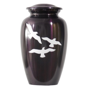 Urnes de crémation pour adultes en aluminium classique de haute qualité de style moderne avec points noirs et blancs finis pour les cendres humaines - Product Image 3