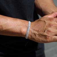 Pulsera Unisex Miami Hiphop con Eslabones Geométricos Cubanos de Plata Esterlina 925 y Oro Sólido de 10K con Moissanita de Corte Brillante Engastada en Garra para Uso Diario