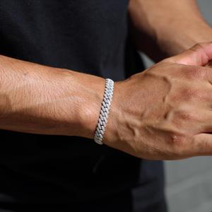 Pulsera Unisex Miami Hiphop con Eslabones Geométricos Cubanos de Plata Esterlina 925 y Oro Sólido de 10K con Moissanita de Corte Brillante Engastada en Garra para Uso Diario - Product Image 5
