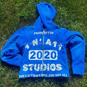 Vintage Sun Faded Acid Wash Heavyweight <b>Hoodie</b> for Men Custom Multi-Color Rhinestone Embroidered Winter Screen Printing <b>Hoodie</b> - Product Image 1