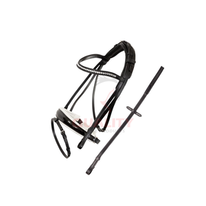 Bridon de cheval de style anglais conçu pour le confort, en cuir artisanal, durable et performant pour diverses activités de plein air - Product Image 6