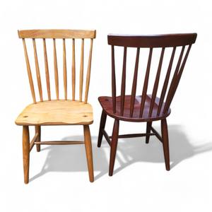 เก้าอี้รับประทานอาหารวินด์เซอร์สีตามสั่งทำจากไม้สักแข็งดีไซน์ที่โค้งที่ด้านหลังตามหลักสรีรศาสตร์สำหรับห้องเก็บไวน์ในบ้านอพาร์ทเมนต์ยิม - Product Image 1