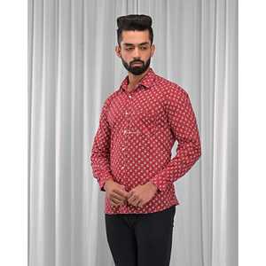 Chemise pour homme, 100% coton, imprimée avec des motifs floraux à pois, décontractée, manches longues, options de tissu popeline Oxford, fabrication ODM/OEM - Product Image 5