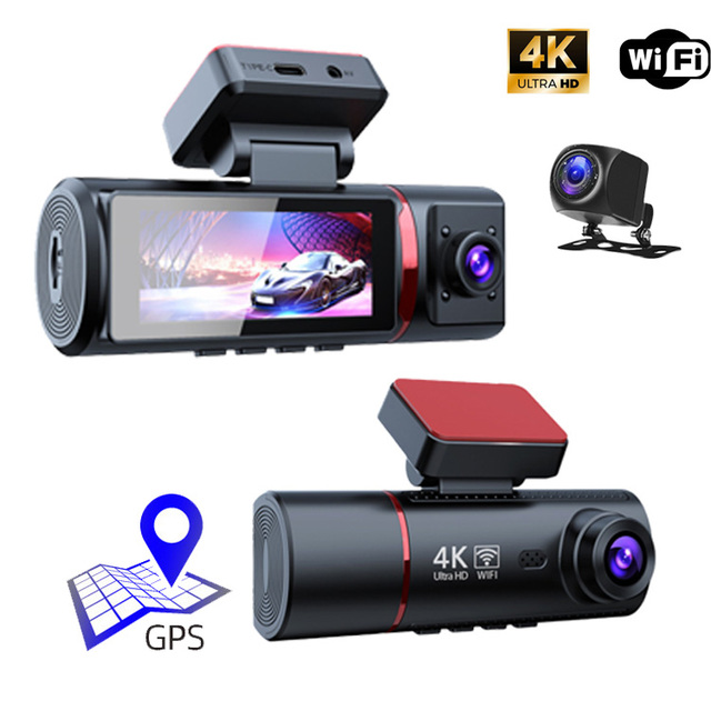 3 Channel Dashcam Best 4k Dual Dashcam Voor En Achter Auto 360 Grad Mit 128g Front and Rear Camera with Screen