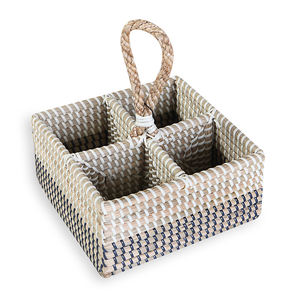 Panier à couverts en herbe de mer, panier à couverts en paille tressée, conteneur en herbe de mer, rangement de table de cuisine - Product Image 1