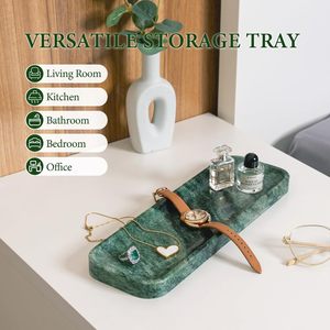 Bandeja de Lavabo de Mármol Moderno Koville, 12x4 Pulgadas, Ligera, de Piedra Natural Verde, para Tocador de Baño, Cocina, Encimera, Joyería - Product Image 4