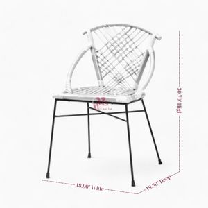 Chaises de salle à manger en rotin avec pieds en fer Chaises d'appoint en rotin d'intérieur Fauteuils confortables pour chambre salon - Product Image 5