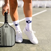 Logo personnalisé Pickleball Patterns Crew Socks avec contraste orteil hommes femmes chaussettes sportives pour les actifs confortable ODM Vietnam usine