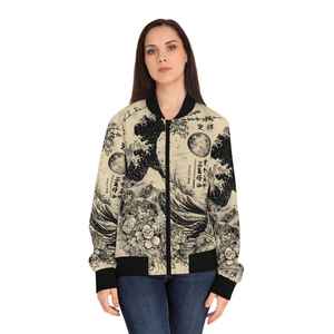 2024 diseño de flores Vintage chaqueta de bombardero de peso ligero de calidad para mujer relleno de algodón de fácil lavado con forro de nailon gran oferta - Product Image 1