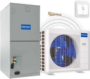 PRÊT À EXPÉDIER Système de pompe à chaleur centralisé à conduit de 2,5 tonnes 17 SEER2 Multiposition avec kit de conduites pré-chargeées de 35 pieds inclus pour installation DIY. - Product Image 1