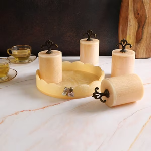 Pot en résine Travail manuel sur pot Snacks Plateau de service Forme Circulaire Pot en résine blanche Plateau de service pour la maison - Product Image 2