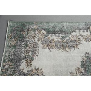 พรมตุรกี ขนาดใหญ่ 5.3x8.9 ฟุต พรมขนสัตว์สีเขียวขาว - Product Image 4