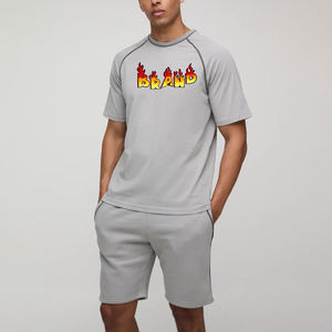 OEM/ODM Contrast Stitch Training & Gym Wear <b>Shorts</b> and T Shirt Set Custom Printed Logo 2 Piece Hip hop Style <b>Shorts</b> Set <b>for</b> <b>Men</b> - Product Image 4