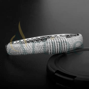 Gorgeous 925 Sterling <b>Silver</b> Designer <b>Bracelet</b> for <b>men</b> in Moissanite Round Brilliant Cut Hand Crafted with Vvs Clarity Diamond - Product Image 1