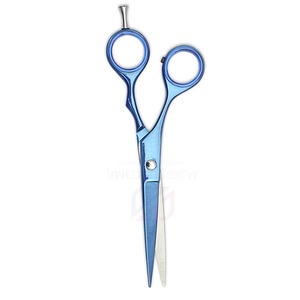 Ciseaux à cheveux en argent de qualité supérieure, en acier métallique durable avec revêtement bleu pour le salon et le coiffage à domicile - Product Image 5