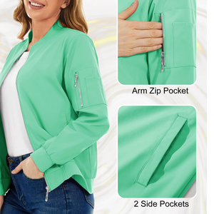 4 bolsillos cortavientos Streetwear Chaqueta ligera mujer Biker Bomber chaqueta con Señoras prendas de vestir abrigos de trabajo chaqueta Bomber - Product Image 4