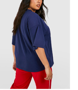 T-shirts longs grande taille pour femmes en provenance du Bangladesh, respirants, tricotés, col rond avec logo, teinture unie, motif uni - Product Image 2