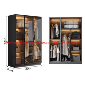 Armario con puertas de cristal Ohaha con luces LED integradas - Product Image 3