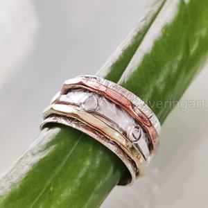 Diseñador Spinner Band anillo bohemio 925 plata esterlina mujer pulgar anillo Fidget joyería hecha a mano fiesta Yoga hombres Spinner anillo - Product Image 6