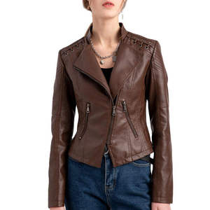 Women Genuine <b>Leather</b> Jacket Stylish Outerwear Autumn High Quality Comfortable Casual Breathable Windproof Durable Modern - Product Image 1