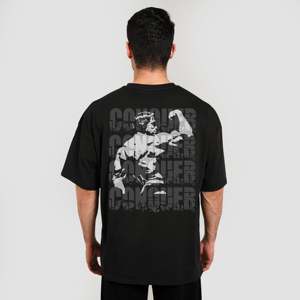 T-shirt de sport noir Conquer pour l'entraînement et la gymnastique - Product Image 1