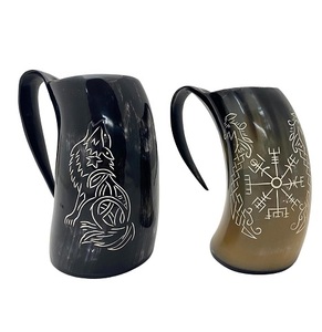 Las Mejores Tazas Clásicas Talladas en Cuerno de Búfalo con Diseño de Lobo y Símbolo Vikingo, Forma Natural, Artículos de Colección para el Hogar - Product Image 6