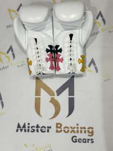 Gants de boxe blancs personnalisés Pas de boxe Pas de vie Chrome Heart Design Équipement d'entraînement professionnel Gants d'entraînement en PU/cuir de qualité supérieure - Product Image 5