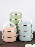 SLB01 Edelstahl Isolierte Lunchbox für Schüler Mehrschichtige Runde Große Kapazität Bento Lebensmittelbehälter mit Individuellem Logo Großhandel