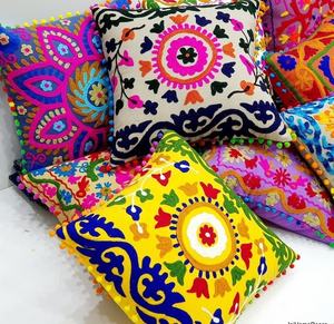 Suzani Cushion Cover Cotton Embroidered Cushion <b>Vintage</b> Cushion Cover Home Decorative Pillow Case - Product Image 5