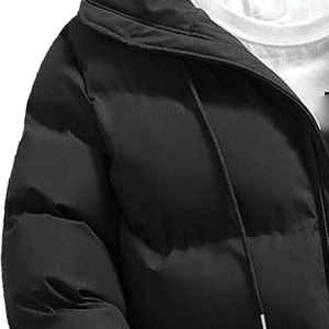 Veste d'hiver matelassée pour homme, doudoune épaisse, veste isolante et coupe-vent avec capuche amovible - Product Image 3