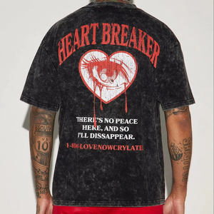 เสื้อยืดผู้ชายผ้าฝ้ายพิมพ์ลาย DTG เสื้อเชิ๊ตผู้ชายลายแอซิดแสงแดดซีดจางระบายอากาศฤดูร้อน - Product Image 1