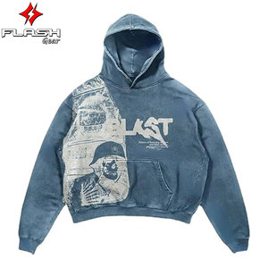 Logo exclusif de tendance de matériel de Hoodies brodé par hiver lavé de polyester/coton personnalisé lâche confortable adapté aux besoins du client - Product Image 4